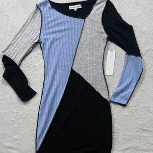 Blue, black and grey mini dress